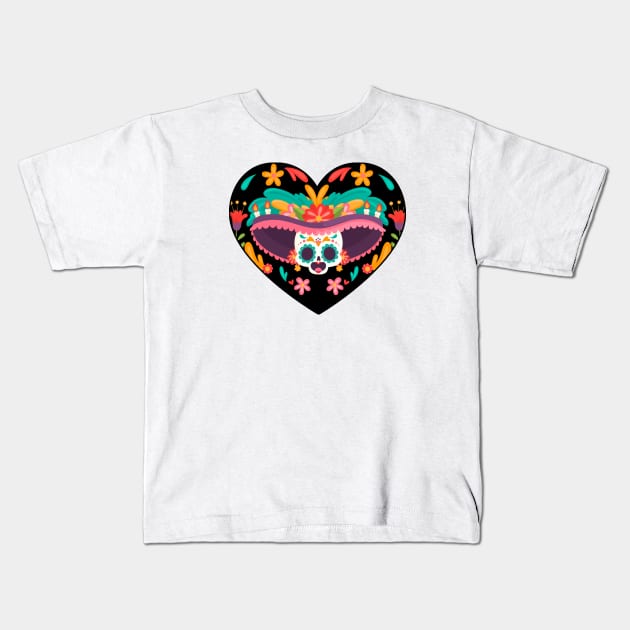 Day of the dead Heart Kids T-Shirt by Rockadeadly